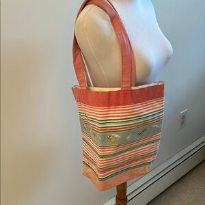 Striped Multicolor Canvas Tote Bag